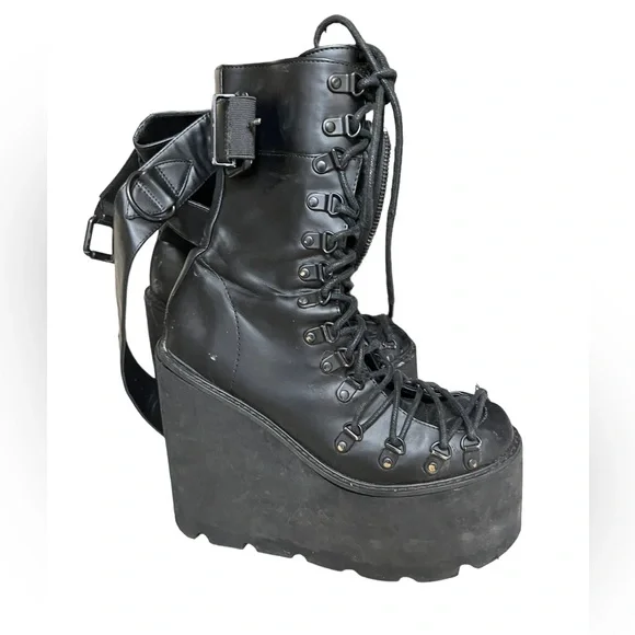 Demonia Black high rave shoes size 8 - Picture 2 of 4